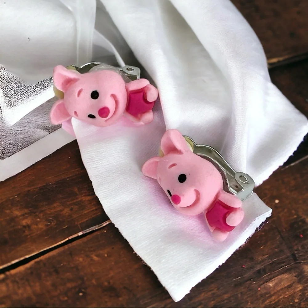 Winnie Pooh Piglet Tigger Clip-On Earring Set